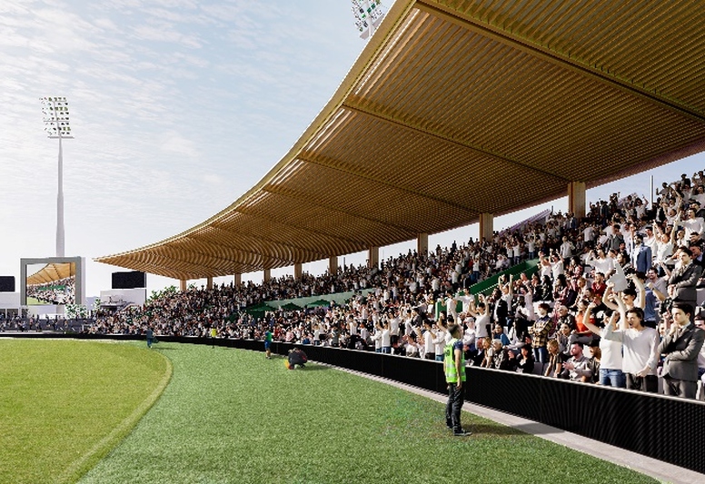 Figure 3. Artist impression of new eastern stand at UTAS Stadium. 